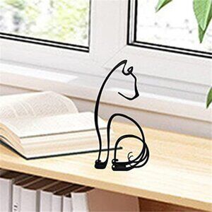 Cat Minimalist Art Sculpture, Personalized Metal Abstract Metal Line Crafts